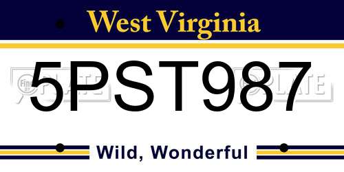 5PST987 West Virginia License Plate