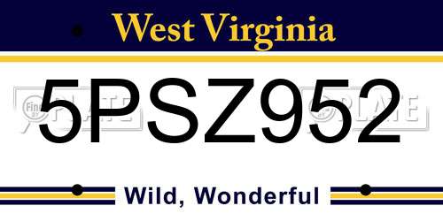 5PSZ952 West Virginia License Plate