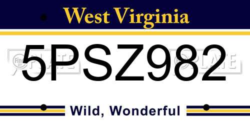 5PSZ982 West Virginia License Plate