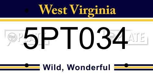 5PT034 West Virginia License Plate