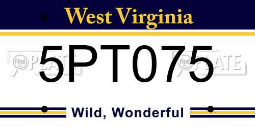 5PT075 West Virginia License Plate