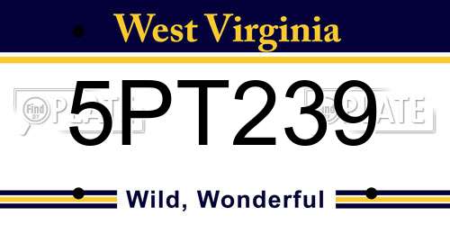 5PT239 West Virginia License Plate