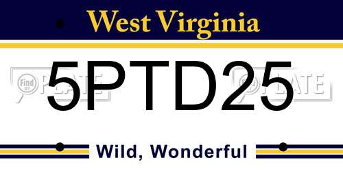 5PTD25 West Virginia License Plate