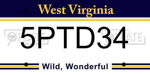 5PTD34 West Virginia License Plate