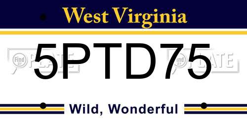 5PTD75 West Virginia License Plate