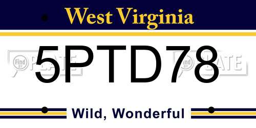 5PTD78 West Virginia License Plate