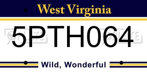 5PTH064 West Virginia License Plate