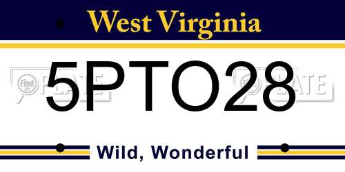 5PTO28 West Virginia License Plate