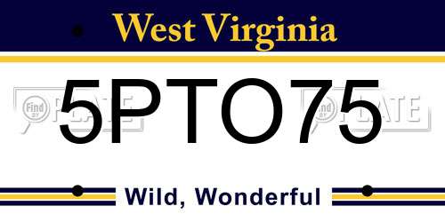 5PTO75 West Virginia License Plate