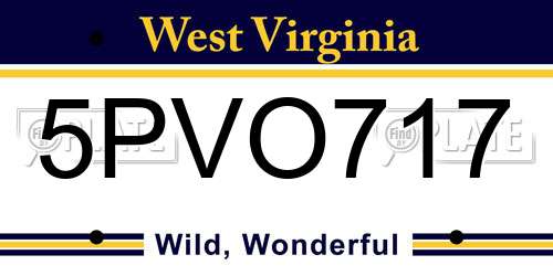 5PVO717 West Virginia License Plate
