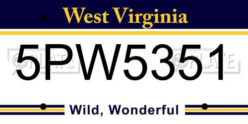 5PW5351 West Virginia License Plate