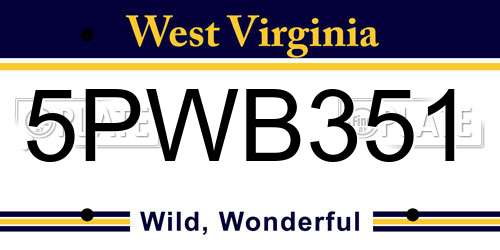 5PWB351 West Virginia License Plate
