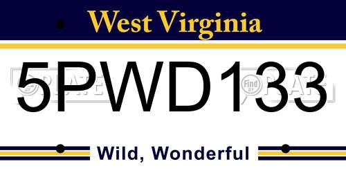 5PWD133 West Virginia License Plate