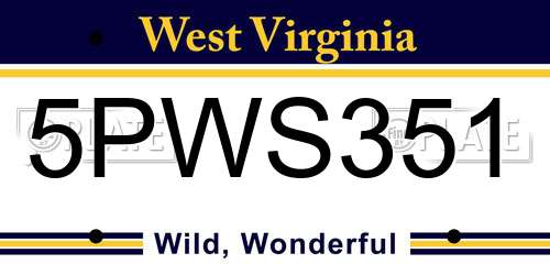 5PWS351 West Virginia License Plate