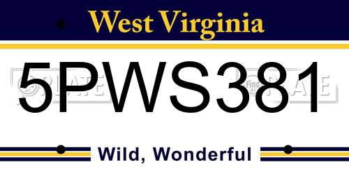 5PWS381 West Virginia License Plate