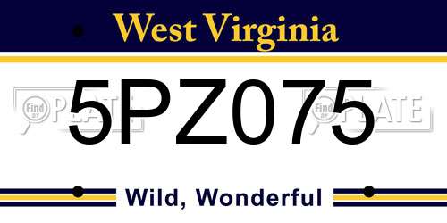 5PZ075 West Virginia License Plate