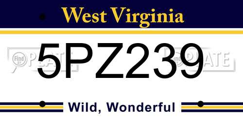 5PZ239 West Virginia License Plate