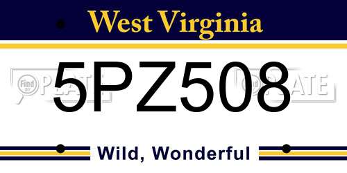 5PZ508 West Virginia License Plate