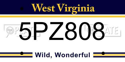 5PZ808 West Virginia License Plate