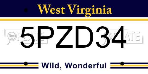 5PZD34 West Virginia License Plate