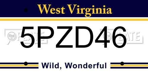 5PZD46 West Virginia License Plate