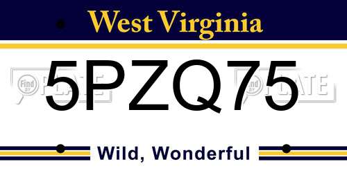 5PZQ75 West Virginia License Plate