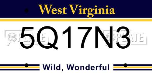 5Q17N3 West Virginia License Plate