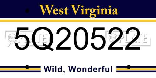 5Q20522 West Virginia License Plate