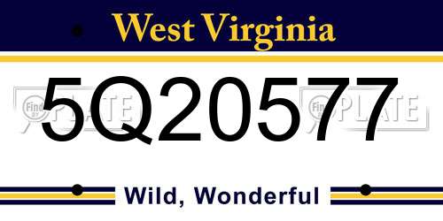 5Q20577 West Virginia License Plate