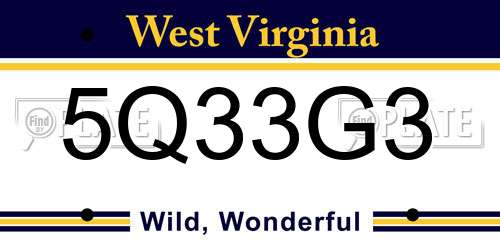 5Q33G3 West Virginia License Plate