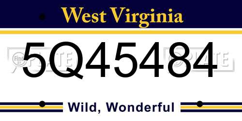5Q45484 West Virginia License Plate