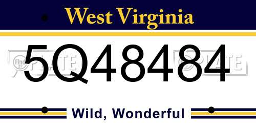 5Q48484 West Virginia License Plate