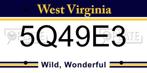 5Q49E3 West Virginia License Plate