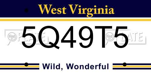 5Q49T5 West Virginia License Plate