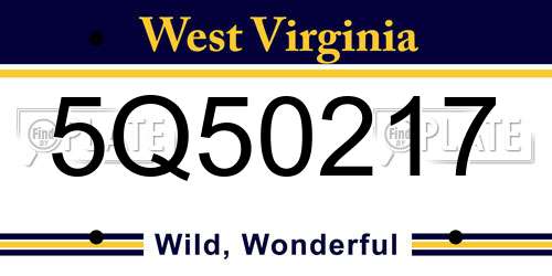 5Q50217 West Virginia License Plate