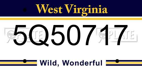 5Q50717 West Virginia License Plate