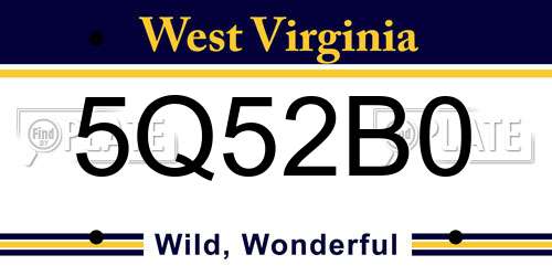 5Q52B0 West Virginia License Plate