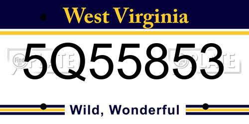 5Q55853 West Virginia License Plate