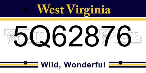 5Q62876 West Virginia License Plate