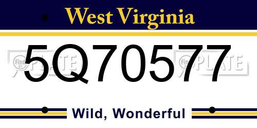 5Q70577 West Virginia License Plate