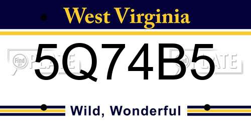 5Q74B5 West Virginia License Plate