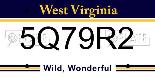 5Q79R2 West Virginia License Plate