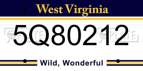 5Q80212 West Virginia License Plate