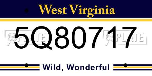 5Q80717 West Virginia License Plate