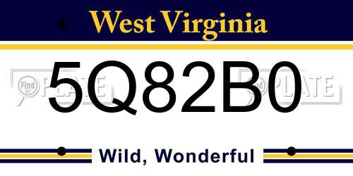 5Q82B0 West Virginia License Plate