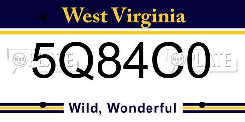 5Q84C0 West Virginia License Plate