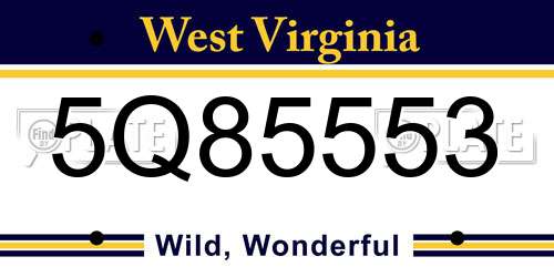 5Q85553 West Virginia License Plate