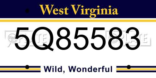 5Q85583 West Virginia License Plate