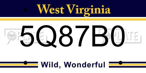 5Q87B0 West Virginia License Plate