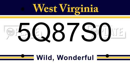 5Q87S0 West Virginia License Plate